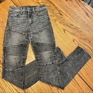 AEO Next Level Flex Mens Moto Jeans Teen Boy Black Acid Wash 28